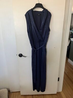 Sleeveless Navy Wrap Dress with Waist Tie
